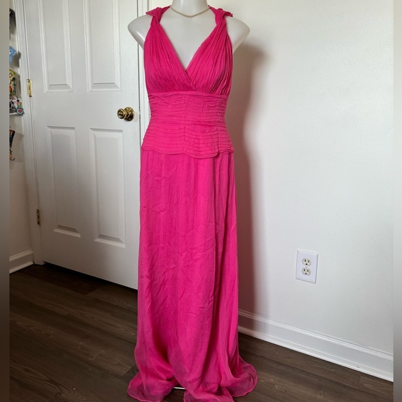 Vintage Y2K Tadashi Shoji Formal maxi pink gown small - Picture 1 of 5